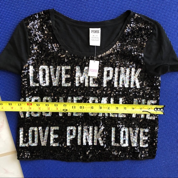 VS’s Pink Black Sequin Crop Top - Picture 6 of 6